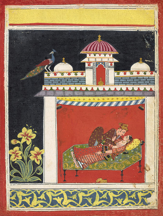 Two lovers in a pavilion Painting by Anonymous