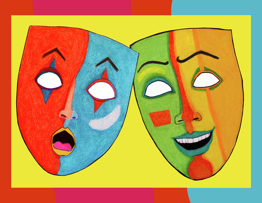 Two Masks Mixed Media by Lorena Cassady