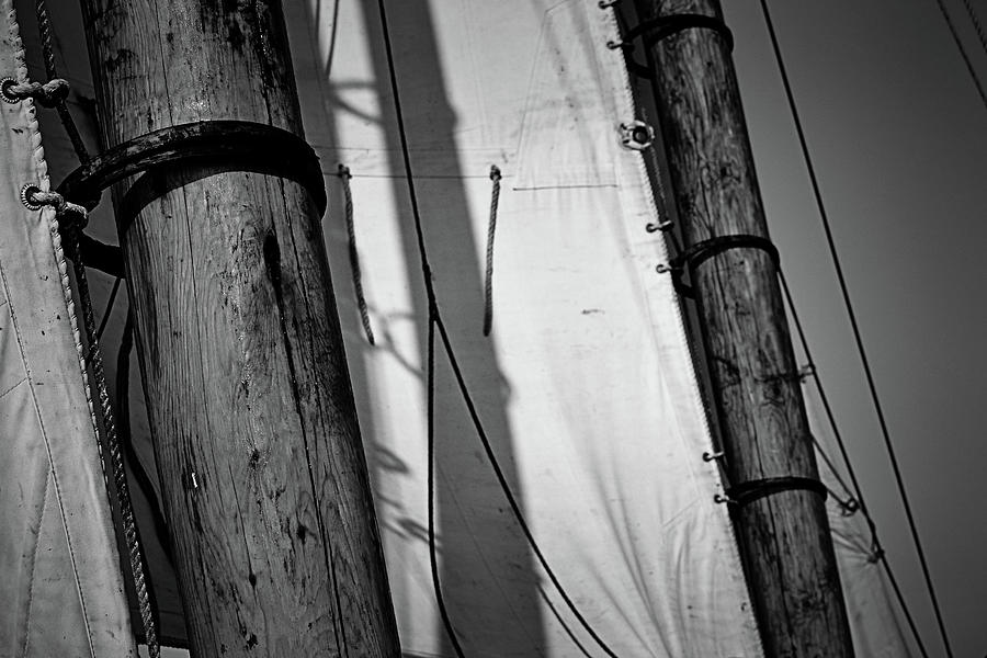 Two Masts in Black and White Photograph by Nadalyn Larsen