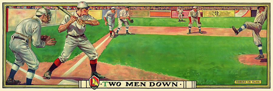 Vintage Drawing - Two men down by Vintage Sports