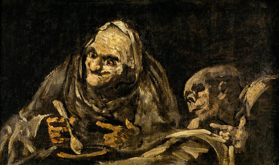 Architecture Painting - Two Old Ones Eating Soup by Francisco de Goya