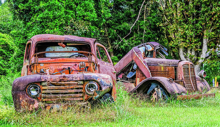 Two Old Rusty Trucks Photograph by Darryl Brooks