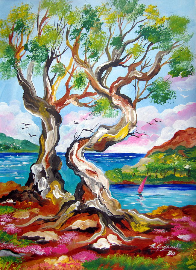 Two Old Trees  Painting by Roberto Gagliardi