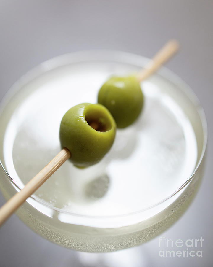 Martini Photograph - Two Olive Martini Cocktail Drink by Edward Fielding