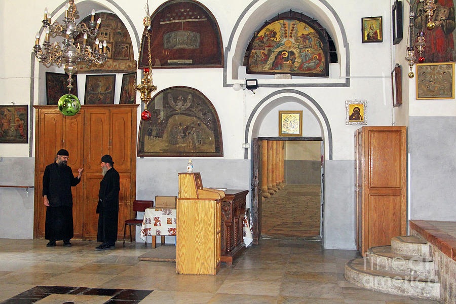 Two Orthodox Priests At Nativity Church Photograph by Munir Alawi