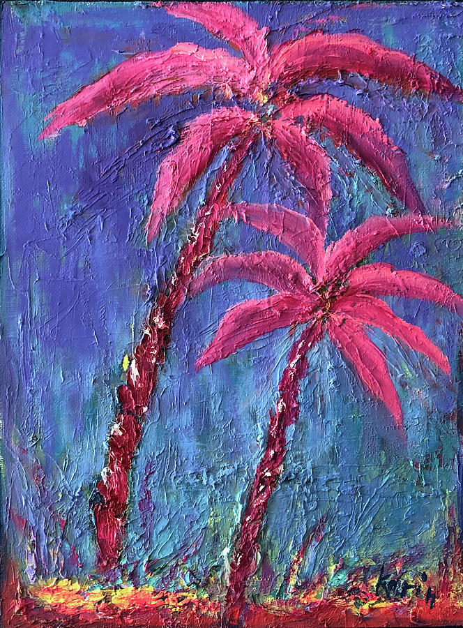 Two Palm Trees 1 Painting by Karin Eisermann
