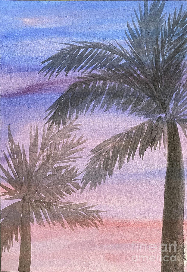 Two Palm Trees Painting by Lisa Neuman