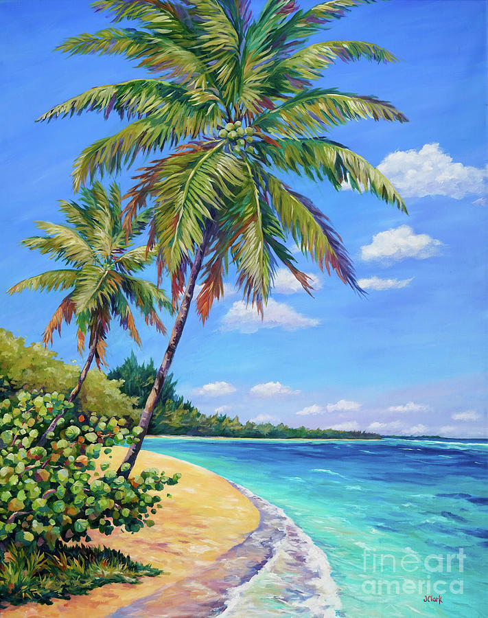 Two Palms in Paradise Painting by John Clark