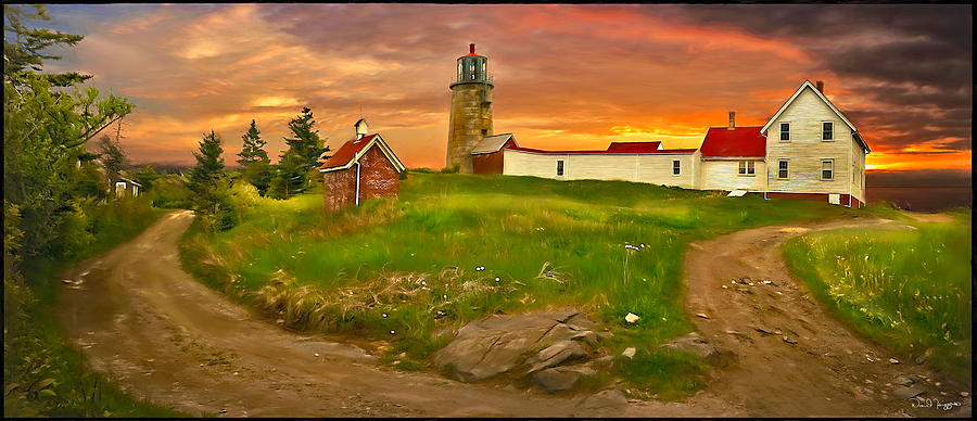 Lighthouse Digital Art - Two Paths, Monhegan Island , Maine by Dave Higgins