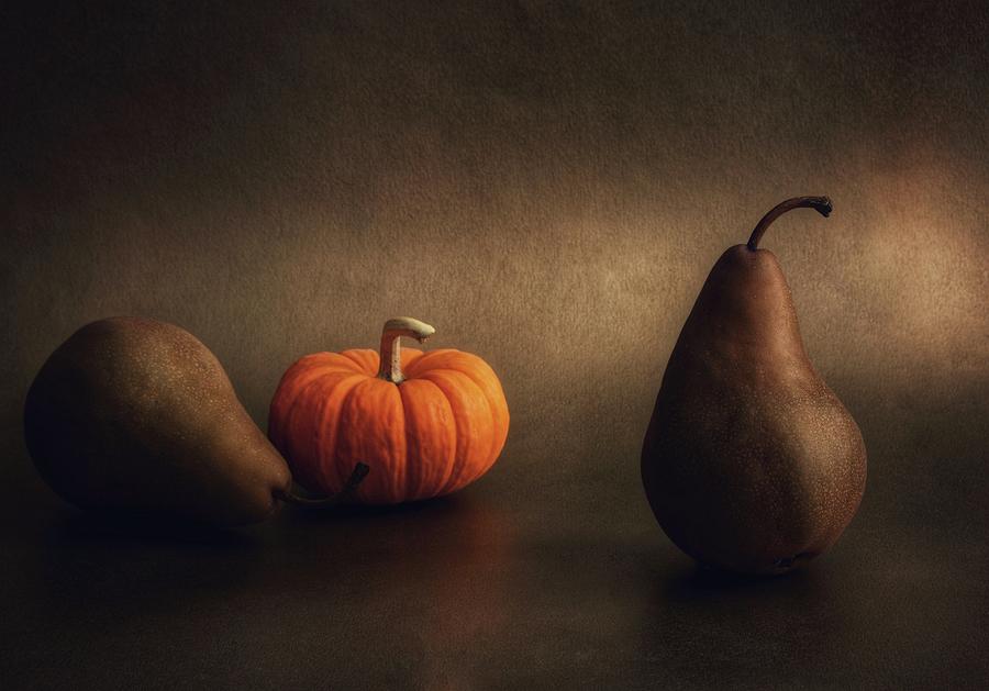 Two Pears And Pumpkin Photograph