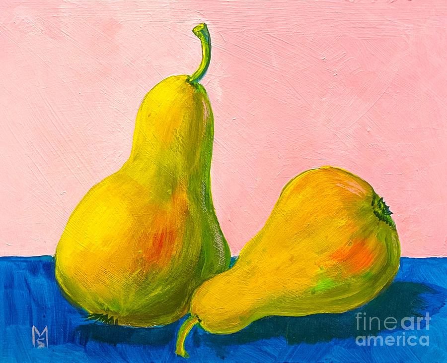 Two Pears Painting by Monika Shepherdson