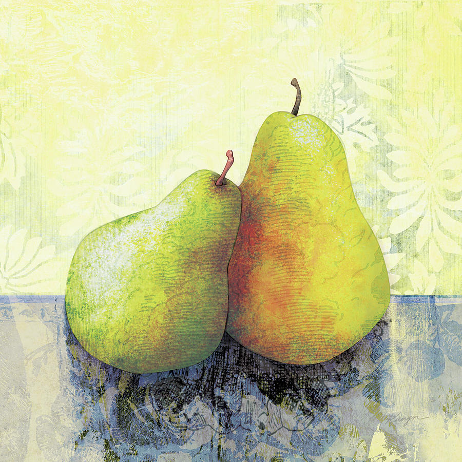 Still Life Digital Art - Two Pears Print Wall Art by Karyn Lewis Bonfiglio