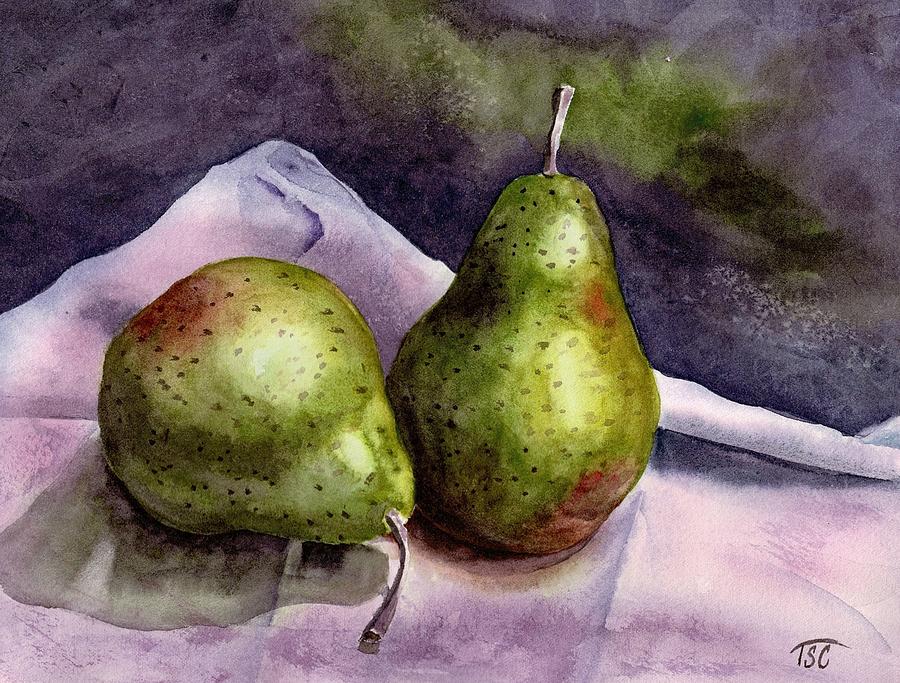 Two Pears Painting by Tammy Crawford