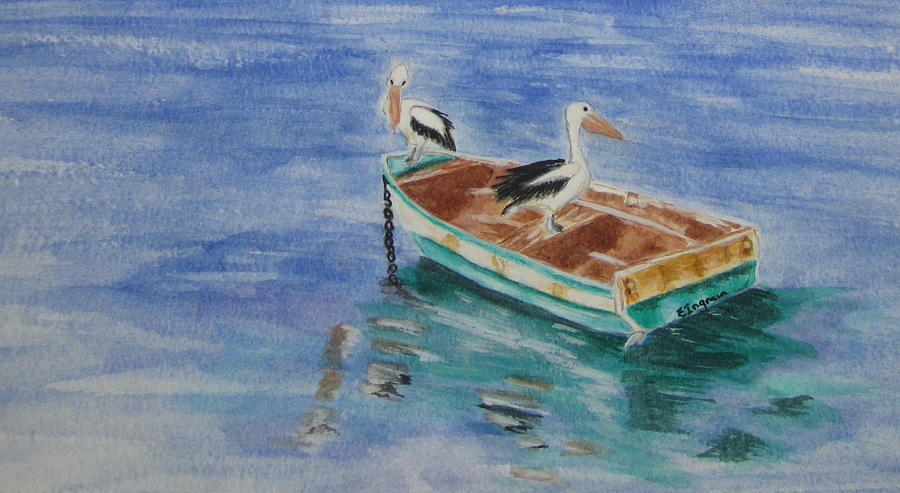 Pelicans by the sea Painting by Elvira Ingram