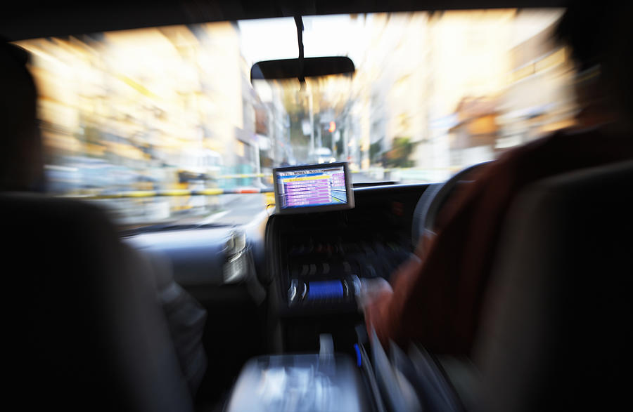Two People in a Taxi With GPS, Shibuya, Tokyo, Japan Photograph by Jeremy Maude
