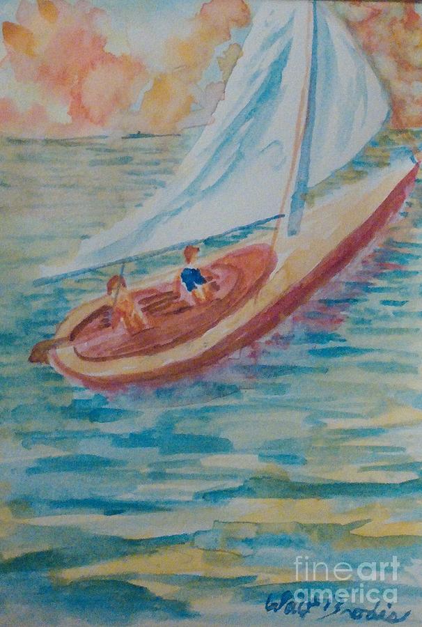 Two People Sailing Painting by Walt Brodis