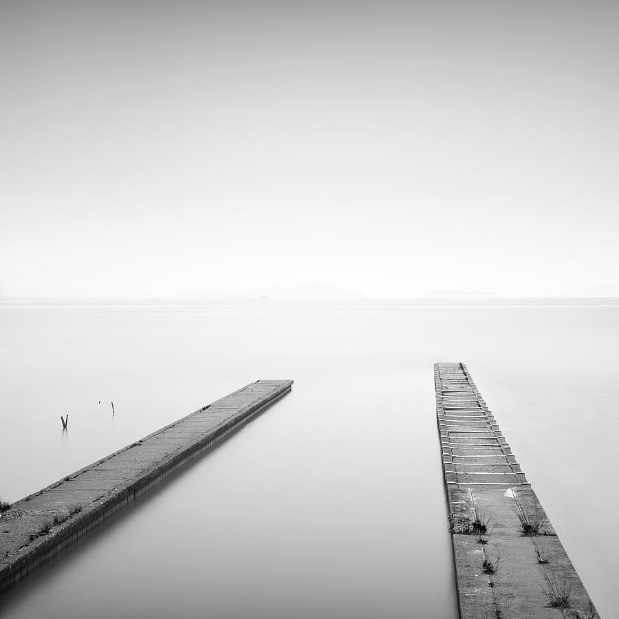 Two Piers, Lake Biwa. Japan Photograph by Stefano Orazzini