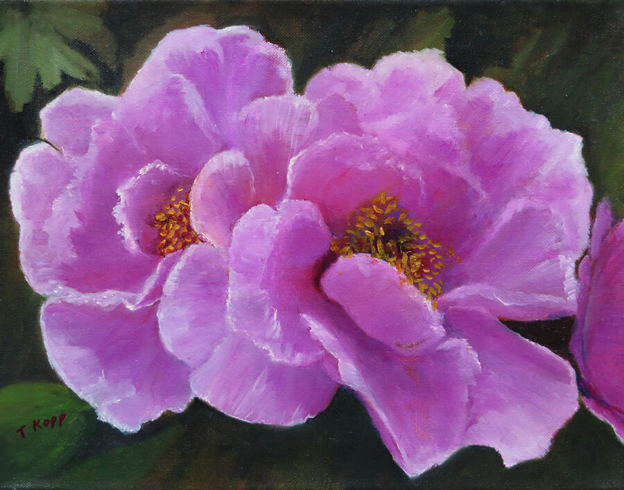 Two Pink Flowers Painting by Trudy Kopp - Fine Art America