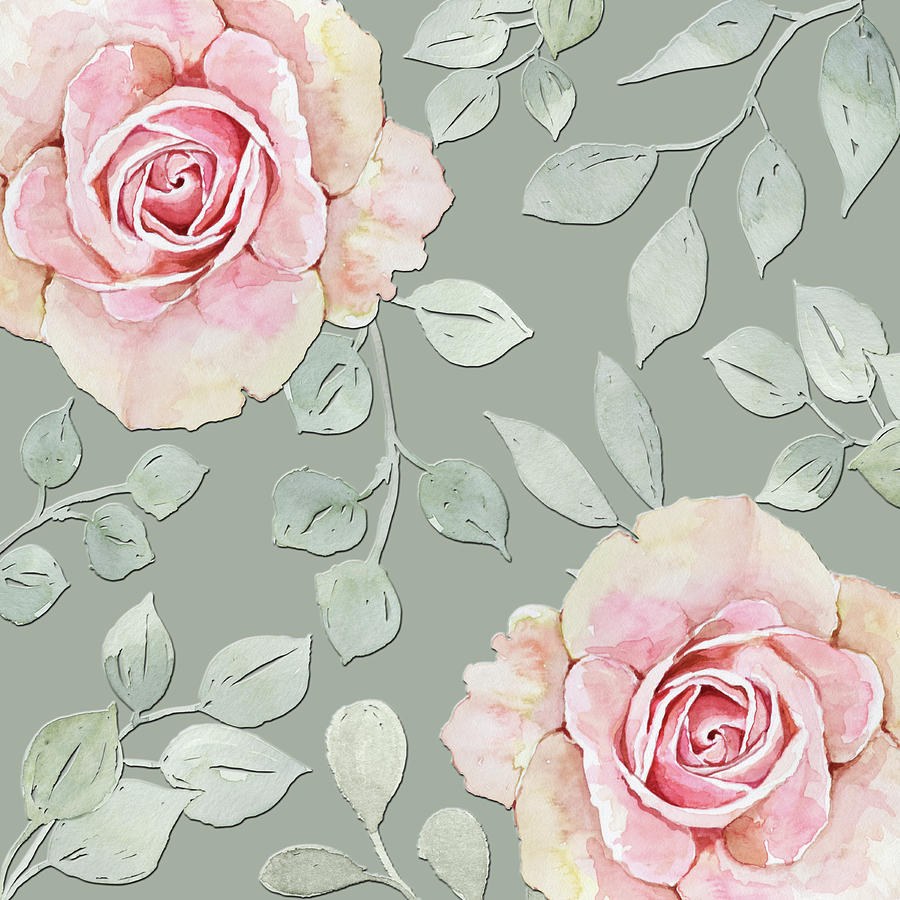 Two Pink Roses Digital Art by HH Photography of Florida