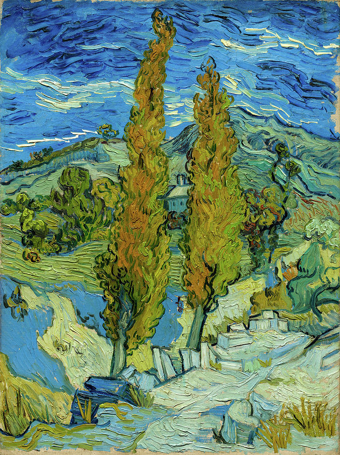 Landscape Painting - Two Poplars in the Alpilles near Saint-Remy by Vincent van Gogh