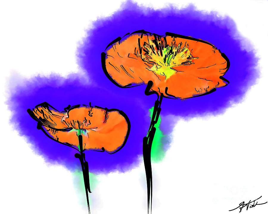 Two Poppies Digital Art by Kirt Tisdale