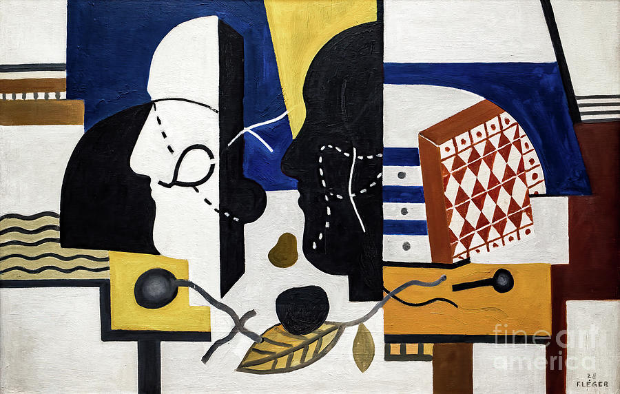 Two Profiles by Fernand Leger 1928 Painting by Fernand Leger
