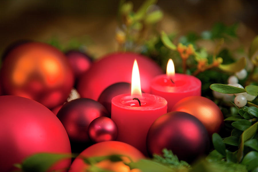 Two red candles christmas decoration Photograph by Karen Kaspar - Fine ...