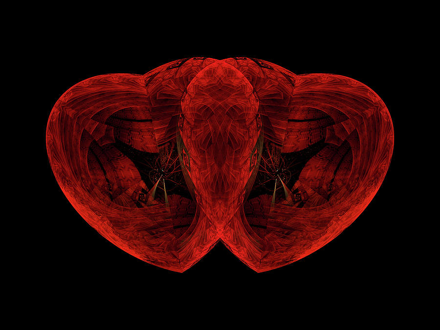 Two Red Hearts Beating as One Digital Art by Manpreet Sokhi