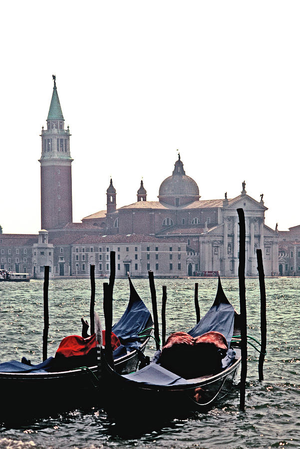 Two Resting Gondolas, The Church of San Giorgio Maggiore Photograph by Tom Wurl
