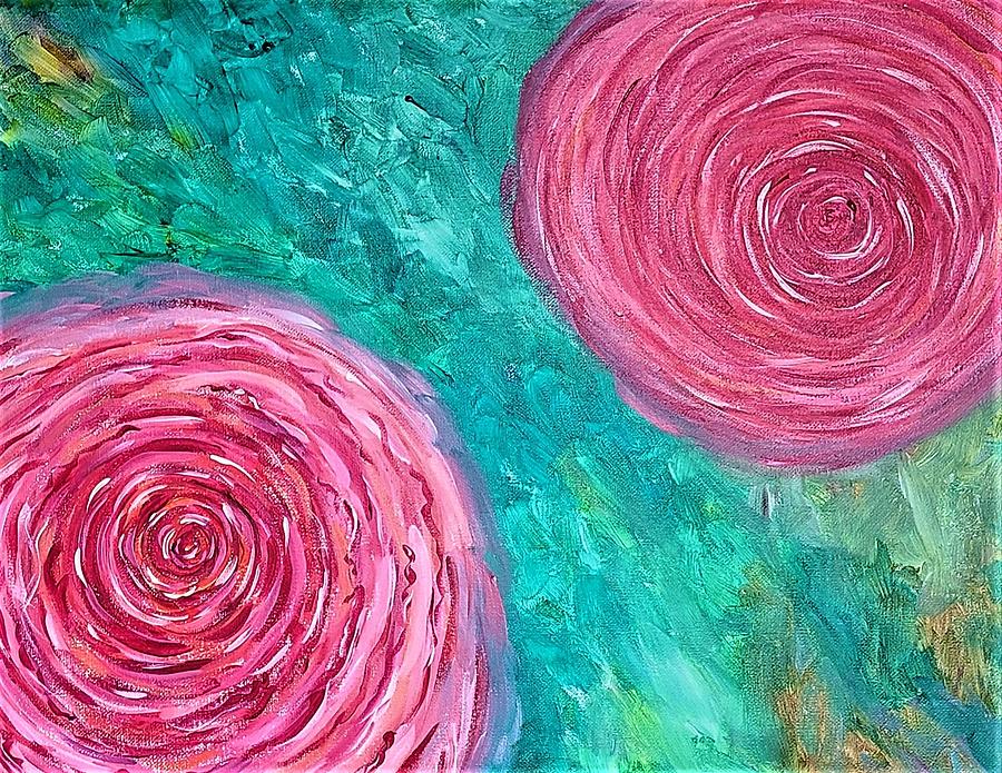 Flower Painting - Two Roses by Crystal White