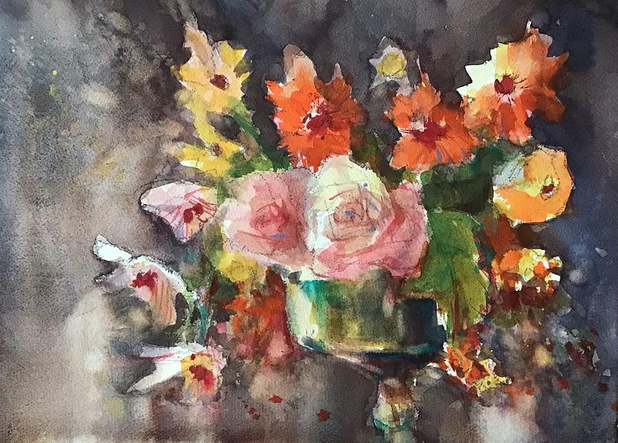 Two Roses Painting by Judith Levins