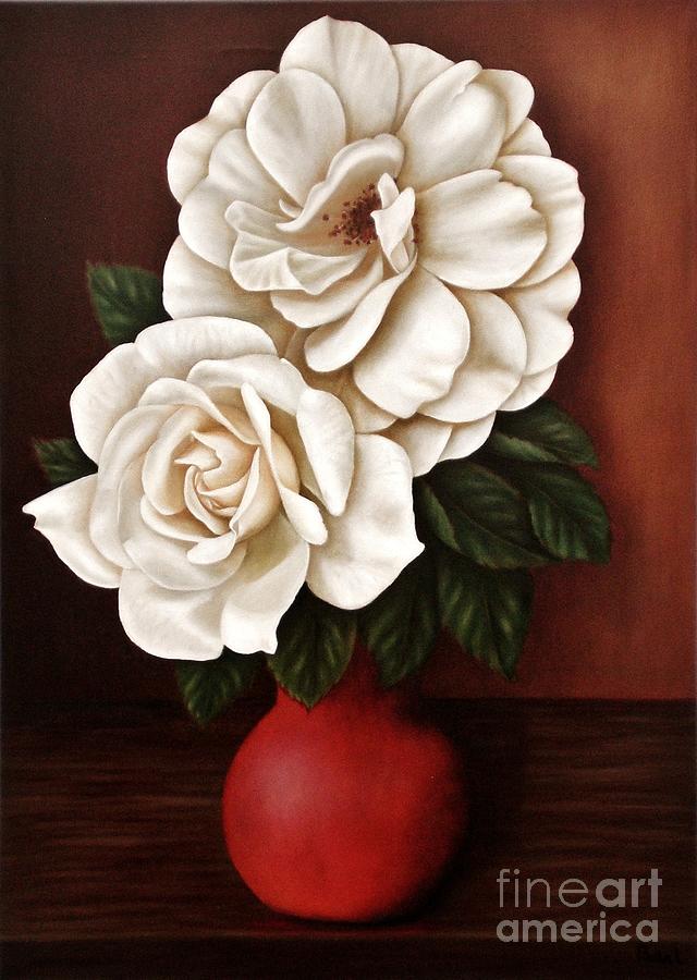 Still Life Painting - Two roses by Paula Ludovino