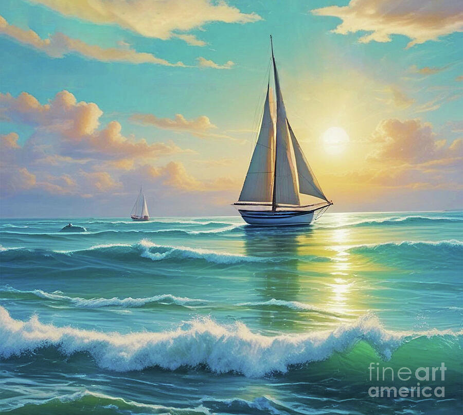 Sailing at sunset Photograph by Sunny Land Sailing at sunset Photograph by Sunny Land