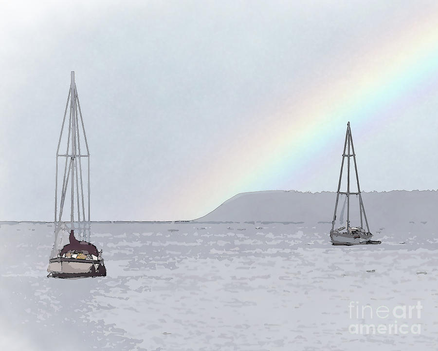 Two Sailboats On Bellingham Bay Digital Art by Kirt Tisdale