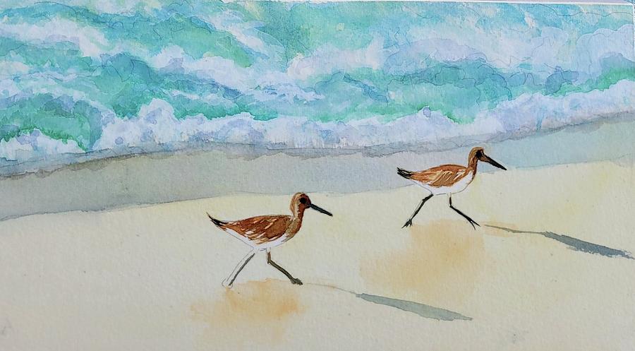 Two Sandpipers Painting by Ann Frederick