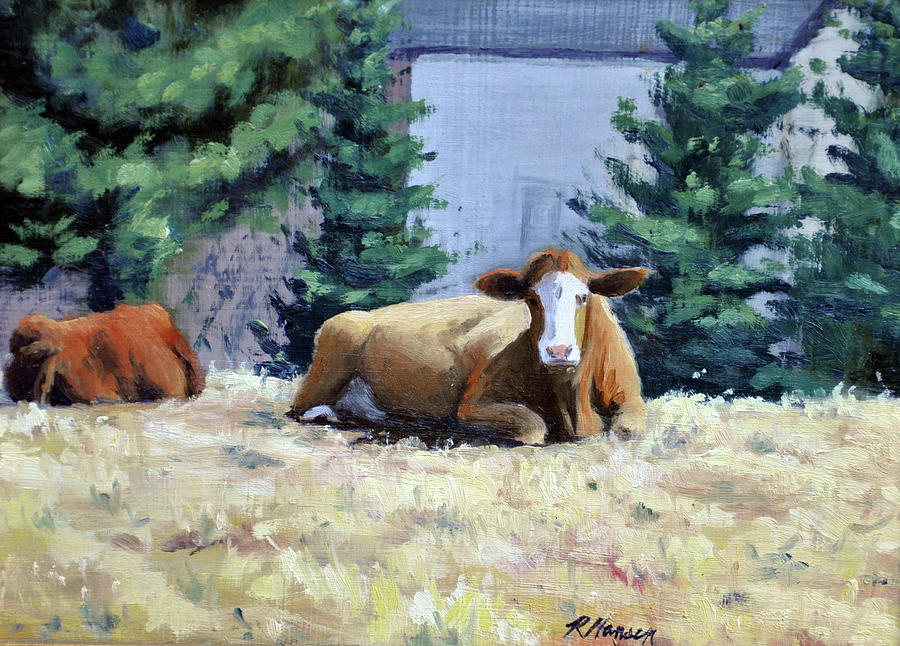 Two Scandia Cows Painting by Rick Hansen