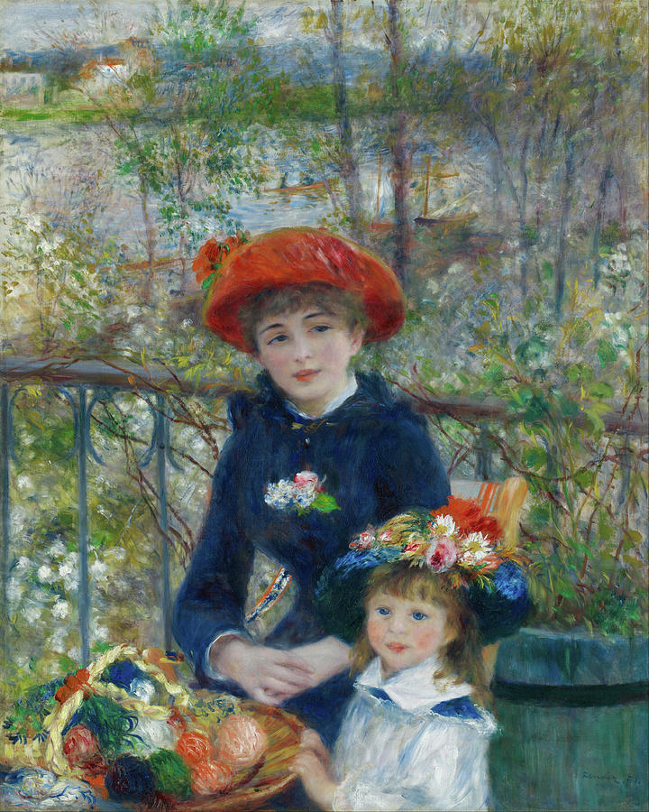 Two Sisters -On the Terrace-. Date/Period 1881. Painting. Oil on canvas Oil on canvas. Painting by Pierre Auguste Renoir -1841-1919- Two Sisters -On the Terrace-. Date/Period 1881. Painting. Oil on canvas Oil on canvas. Painting by Pierre Auguste Renoir -1841-1919-