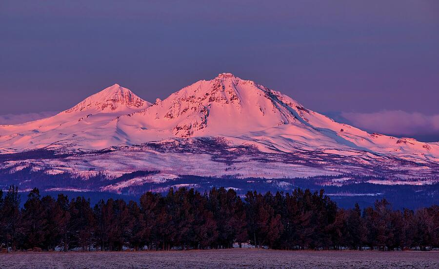 Two Sisters with Alpenglow Photograph by Lynn Hopwood