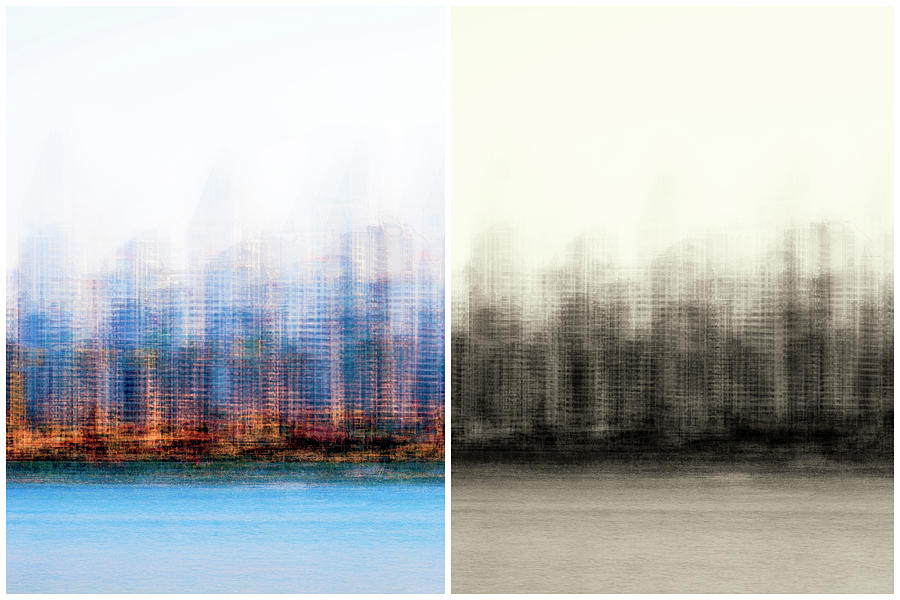 Two San Diego Skylines Diptych Photograph by Joseph S Giacalone