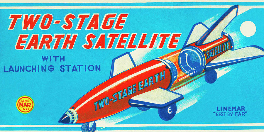 Two-Stage Earth Satellite Drawing by Vintage Toy Posters - Pixels