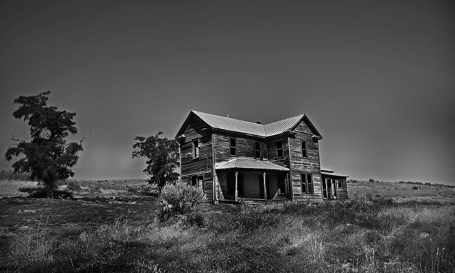 Two Story Homestead B/W Digital Art by Fred Loring
