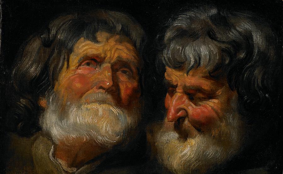 Two Studies of the Head of an Old Man, c. 1630 Jacob Jordaens Painting by MotionAge Designs
