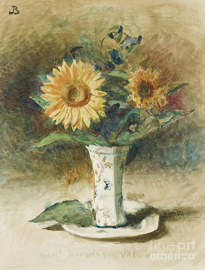 Two sunflowers in a vase Painting by Leon Joseph Florentin Bonnat