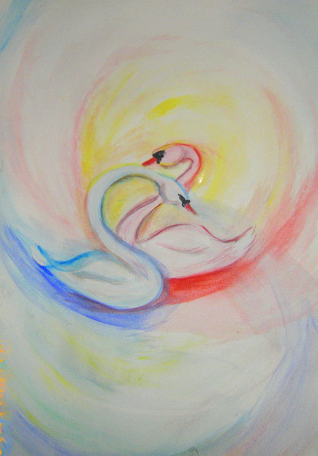 Two Swans Painting by Nadia Birru