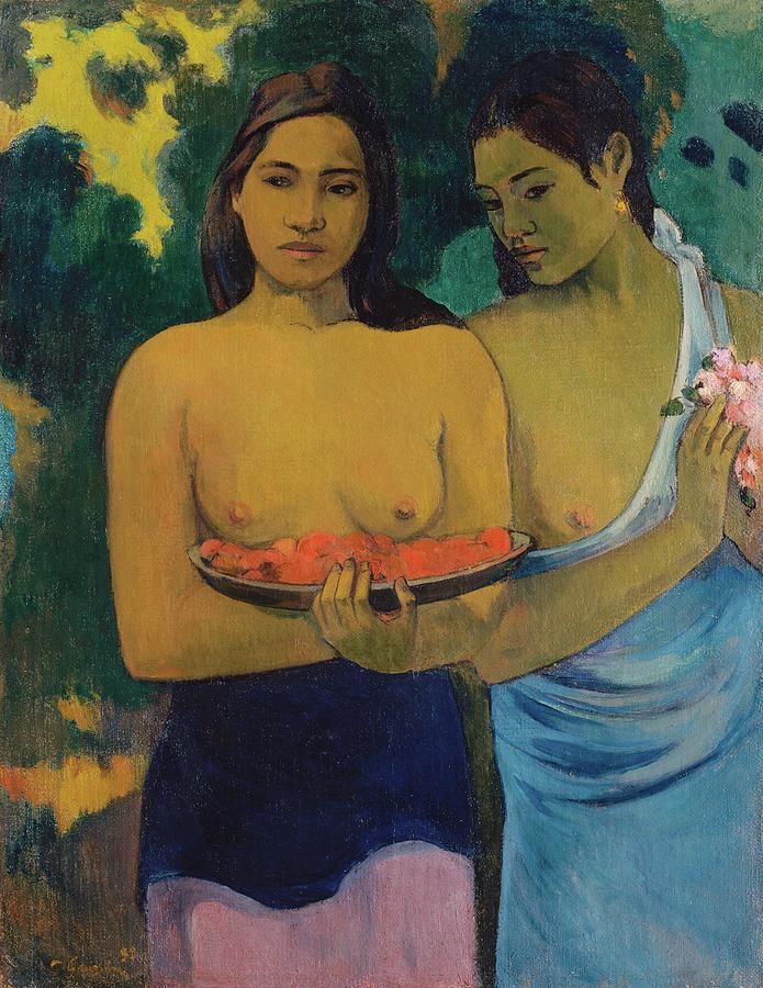 Two Tahitian Women Photograph by Paul Gaugin Two Tahitian Women Photograph by Paul Gaugin