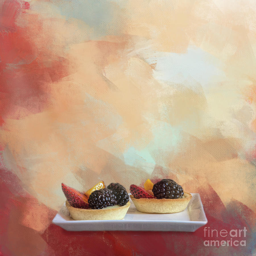 Cake Mixed Media - Two Tiny Cheesecakes by Elisabeth Lucas