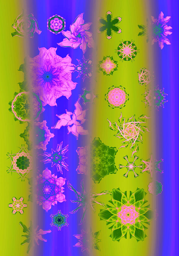Flower Digital Art - Two Tone - Purple And Green by Designs By Nimros