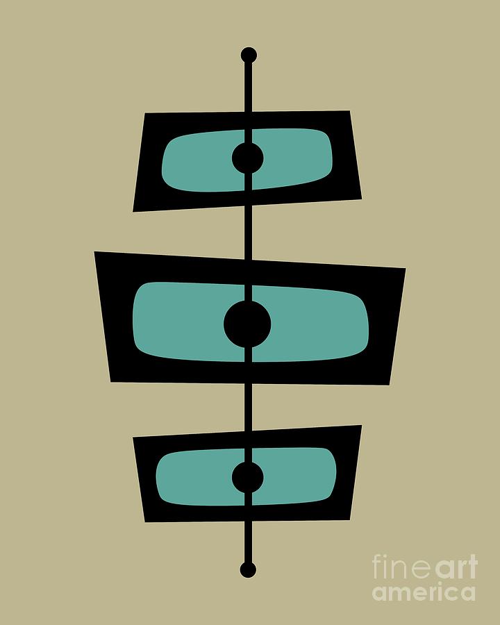 Two Toned Mid Century Rectangles in Teal Digital Art by Donna Mibus