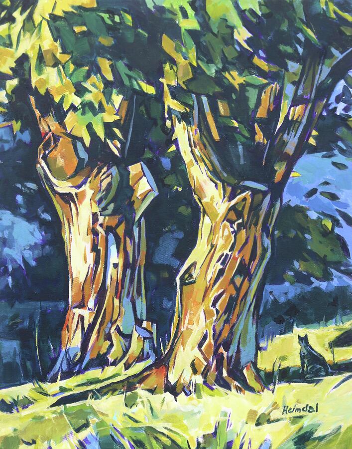 Two Trees and an old friend Painting by Tim Heimdal