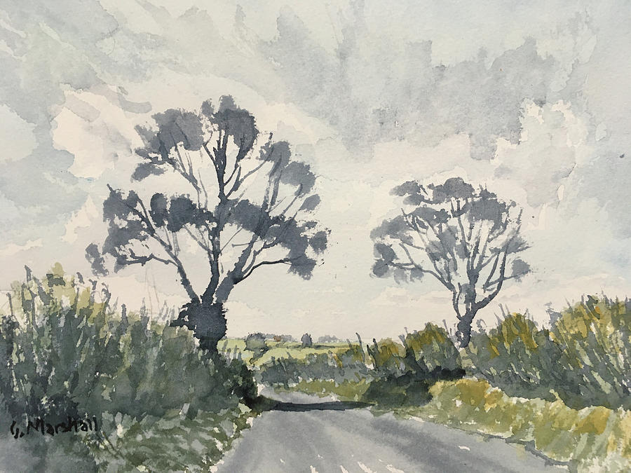 Two Trees on Thwing Road Painting by Glenn Marshall